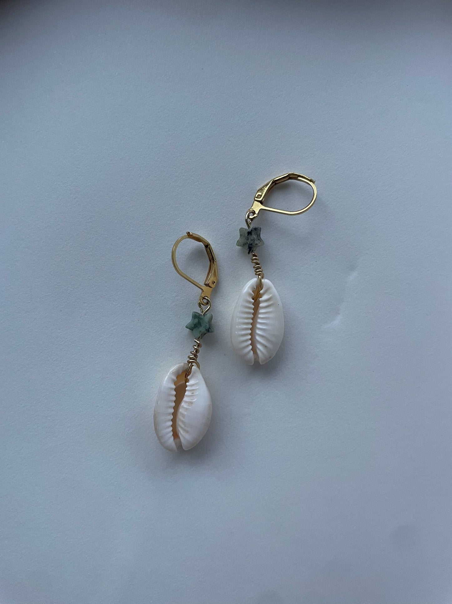PUKA SHELL & AFRICAN TURQUOISE JASPER - EARRINGS