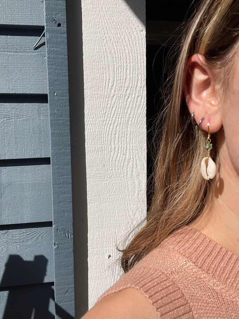PUKA SHELL & AFRICAN TURQUOISE JASPER - EARRINGS