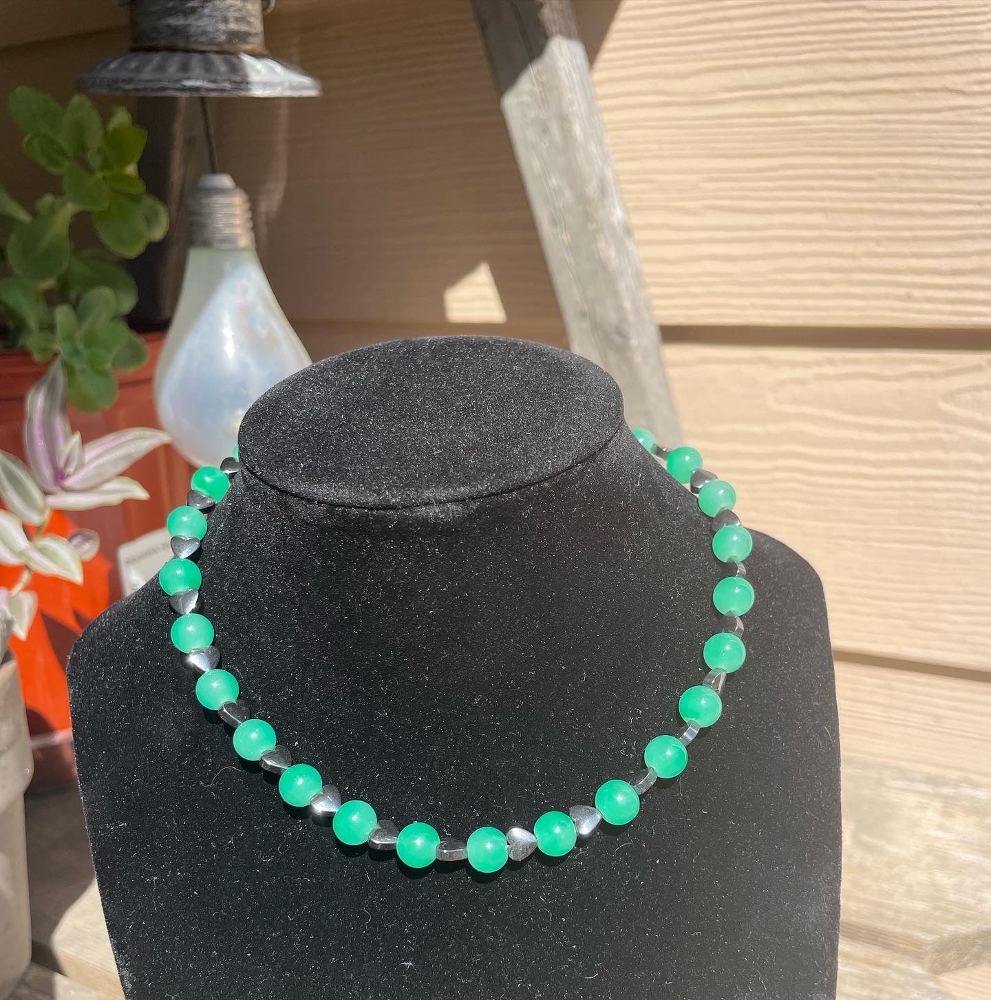 GREEN AVENTURINE & HEMATITE HEARTZ
