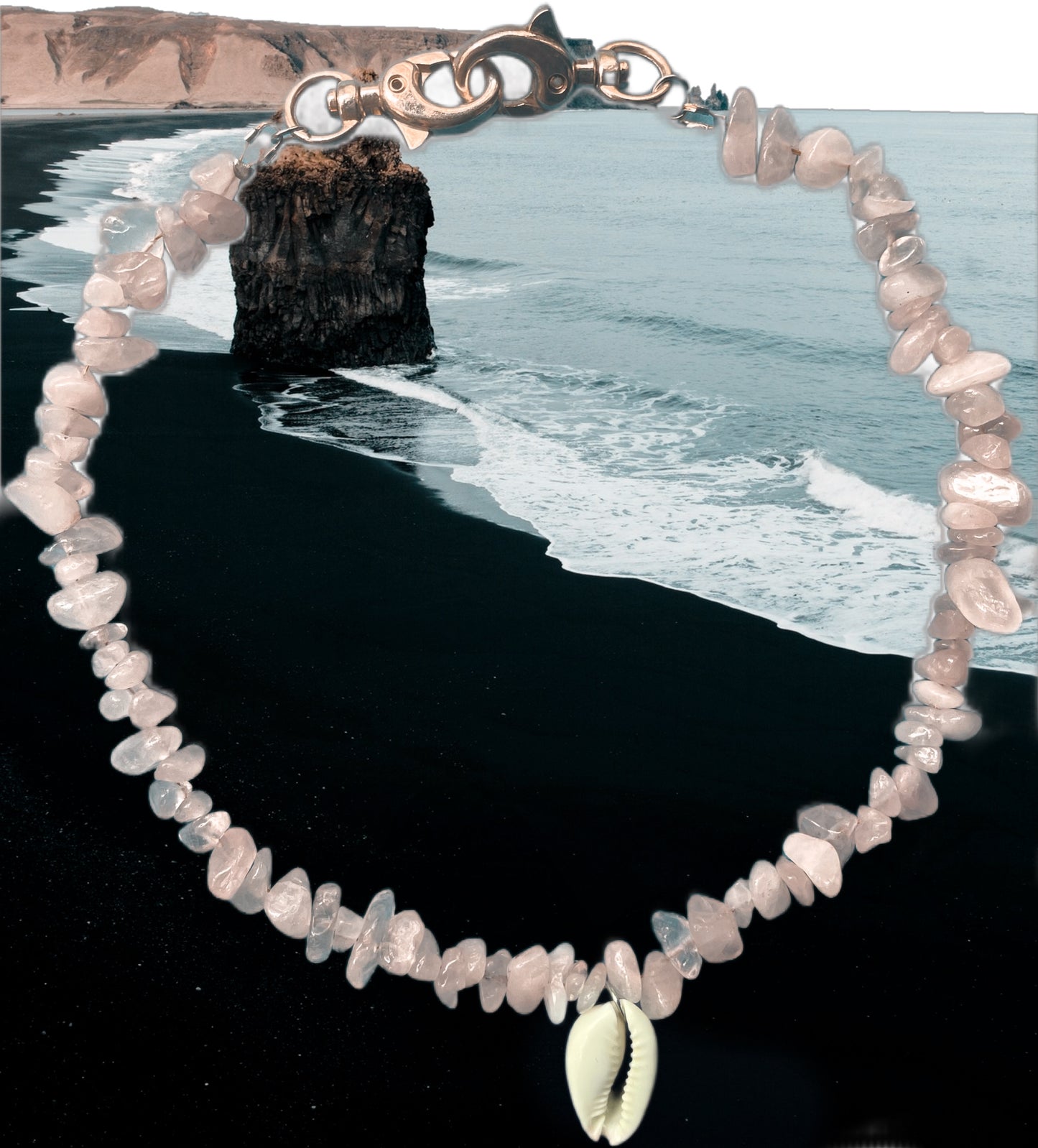 ROSE QUARTZ & PUKA - CHOKER