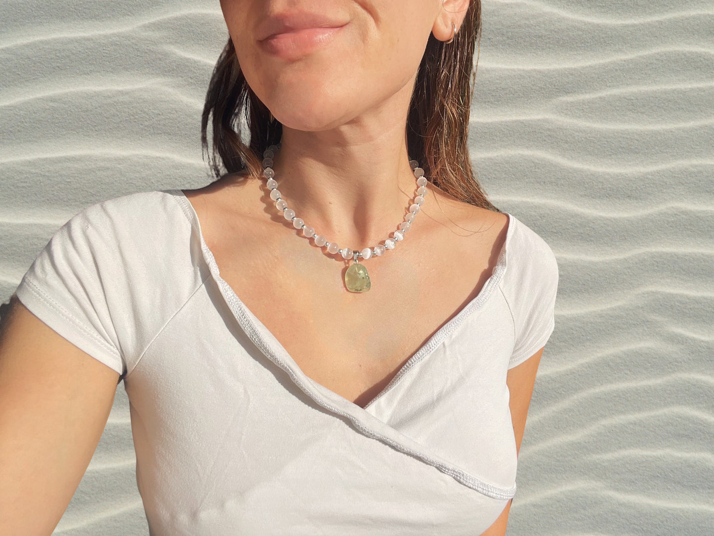 SELENITE & PREHNITE - CHOKER