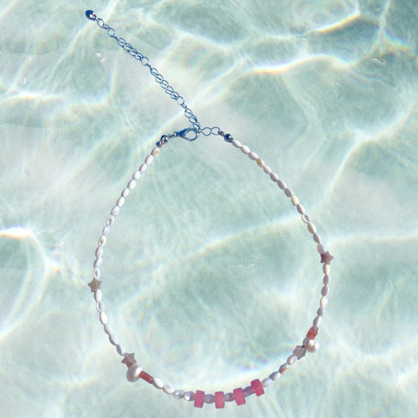 STRAWBERRY QUARTZ & PEARL - NECKLACE