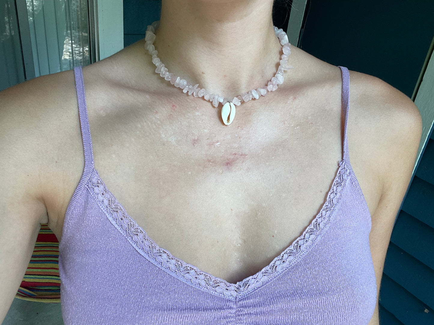 ROSE QUARTZ & PUKA - CHOKER