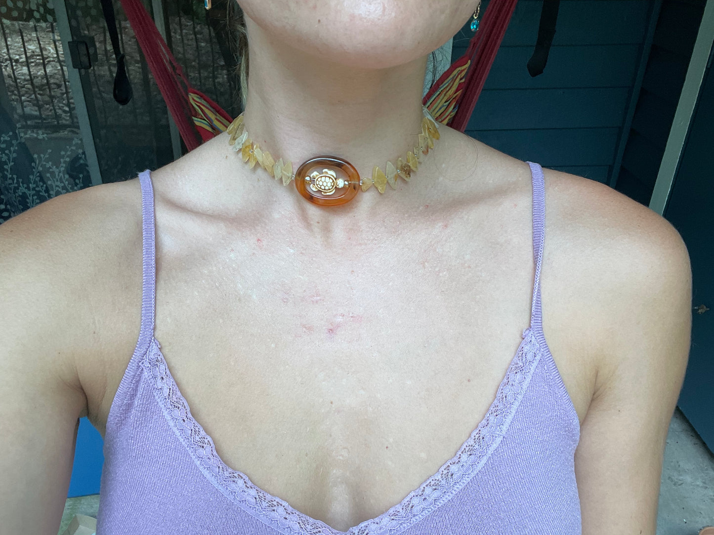 ORANGE CALCITE TURTLE - CHOKER