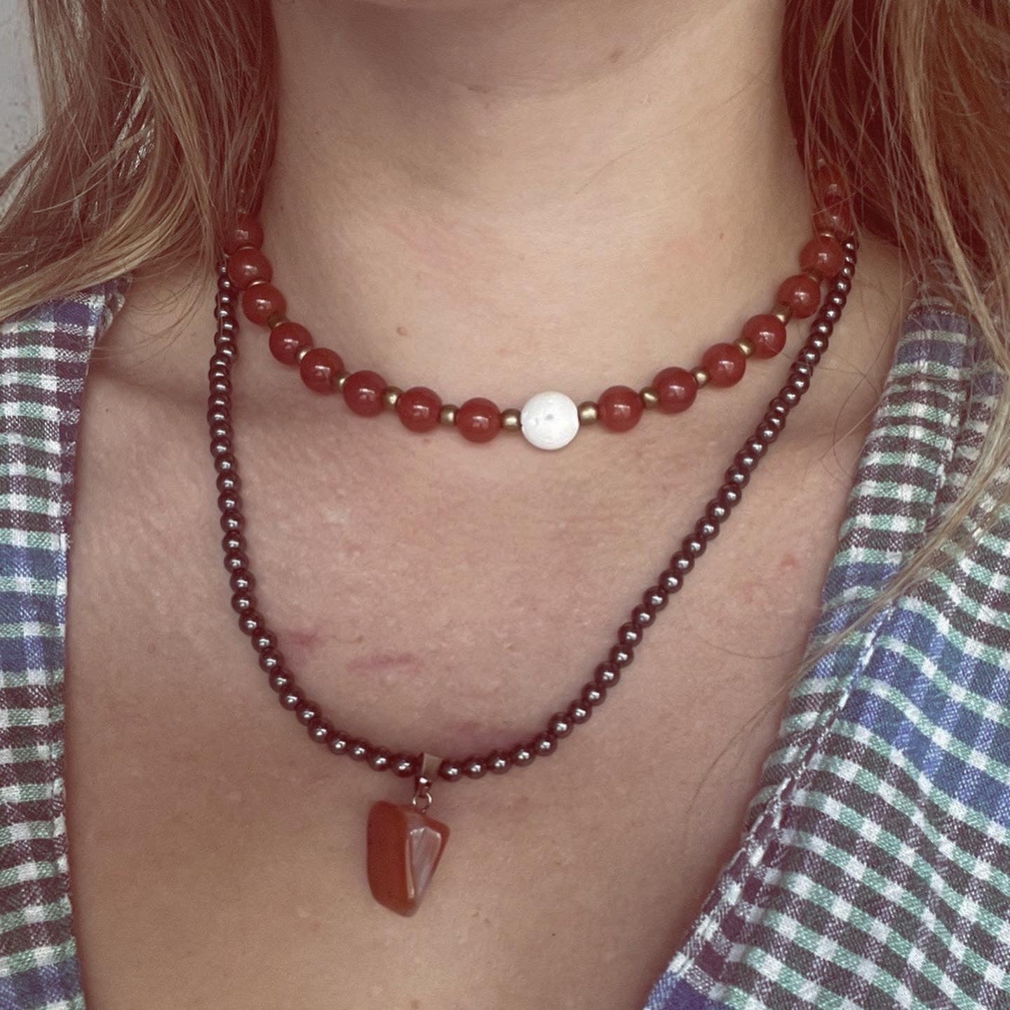 CARNELIAN & LAVA STONE - CHOKER