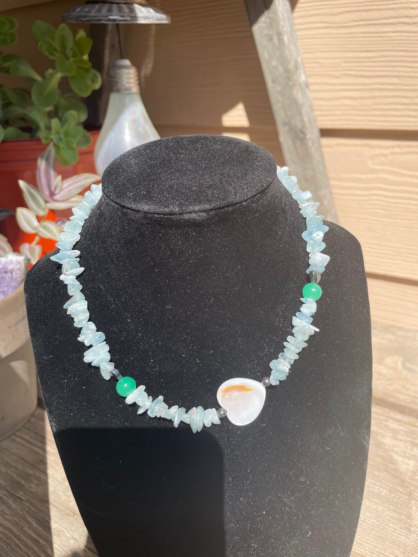 ANGELITE, GREEN AVENTURINE & HEMATITE - CHOKER
