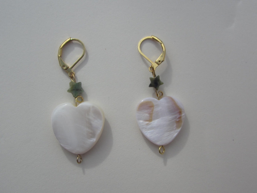 SHELL & AFRICAN TURQUOISE JASPER - EARRINGS