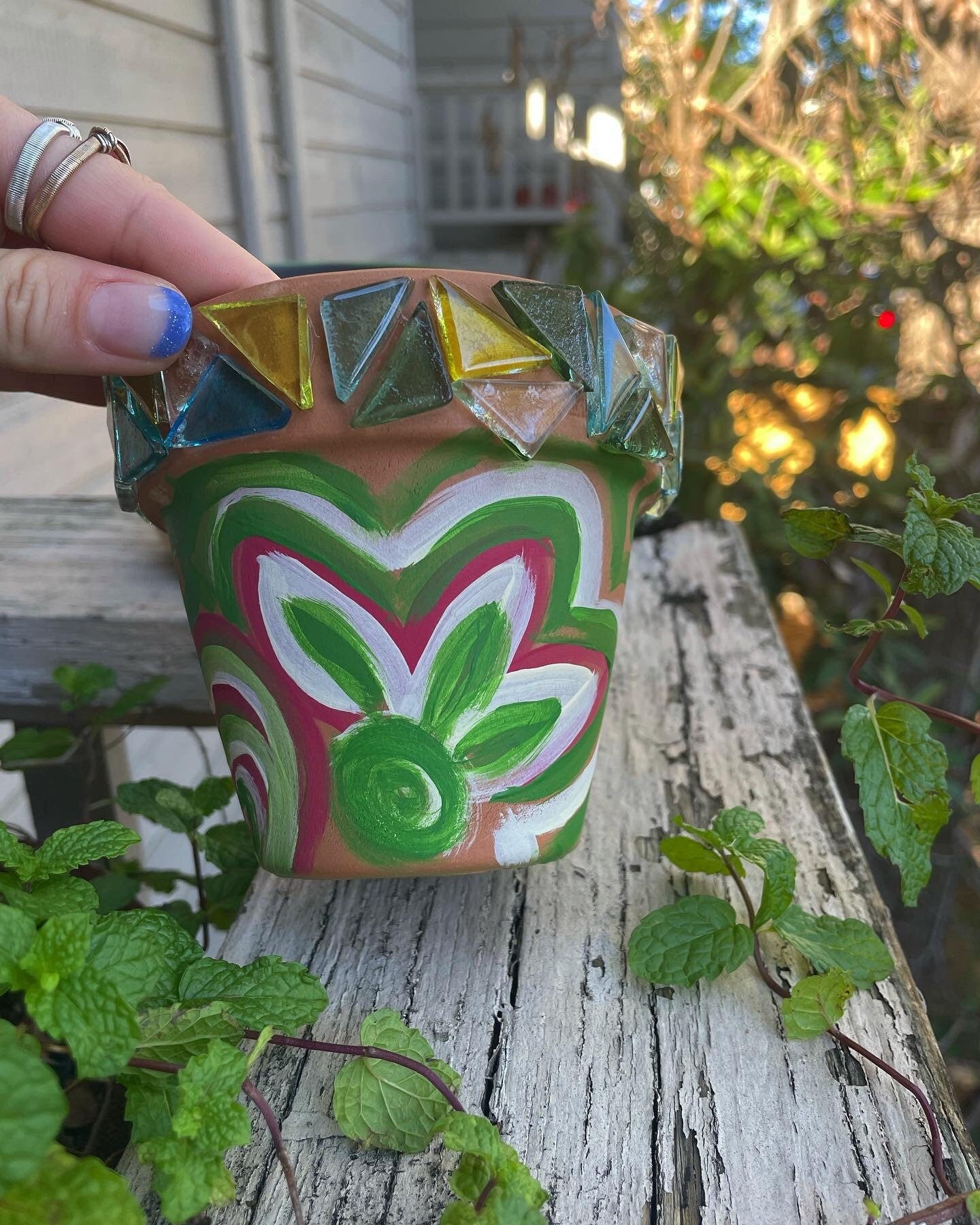 Handmade Design - Terra Cotta Pot {stained glass art}