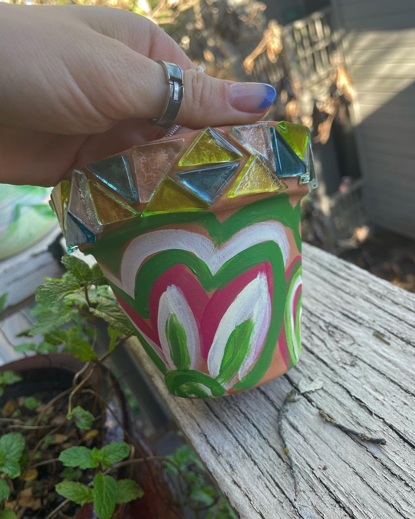 Handmade Design - Terra Cotta Pot {stained glass art}