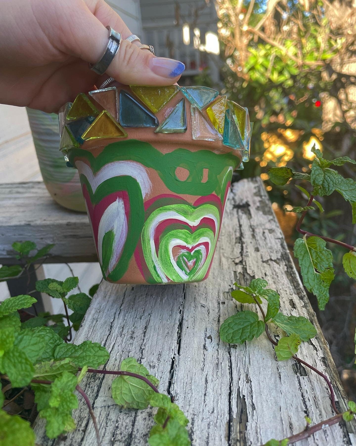 Handmade Design - Terra Cotta Pot {stained glass art}