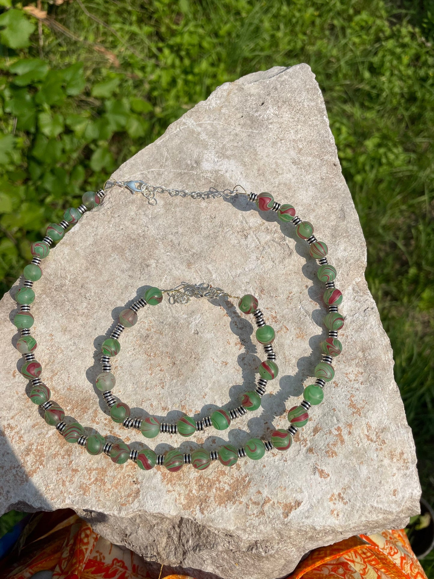 GREEN MARBLE - PAIR