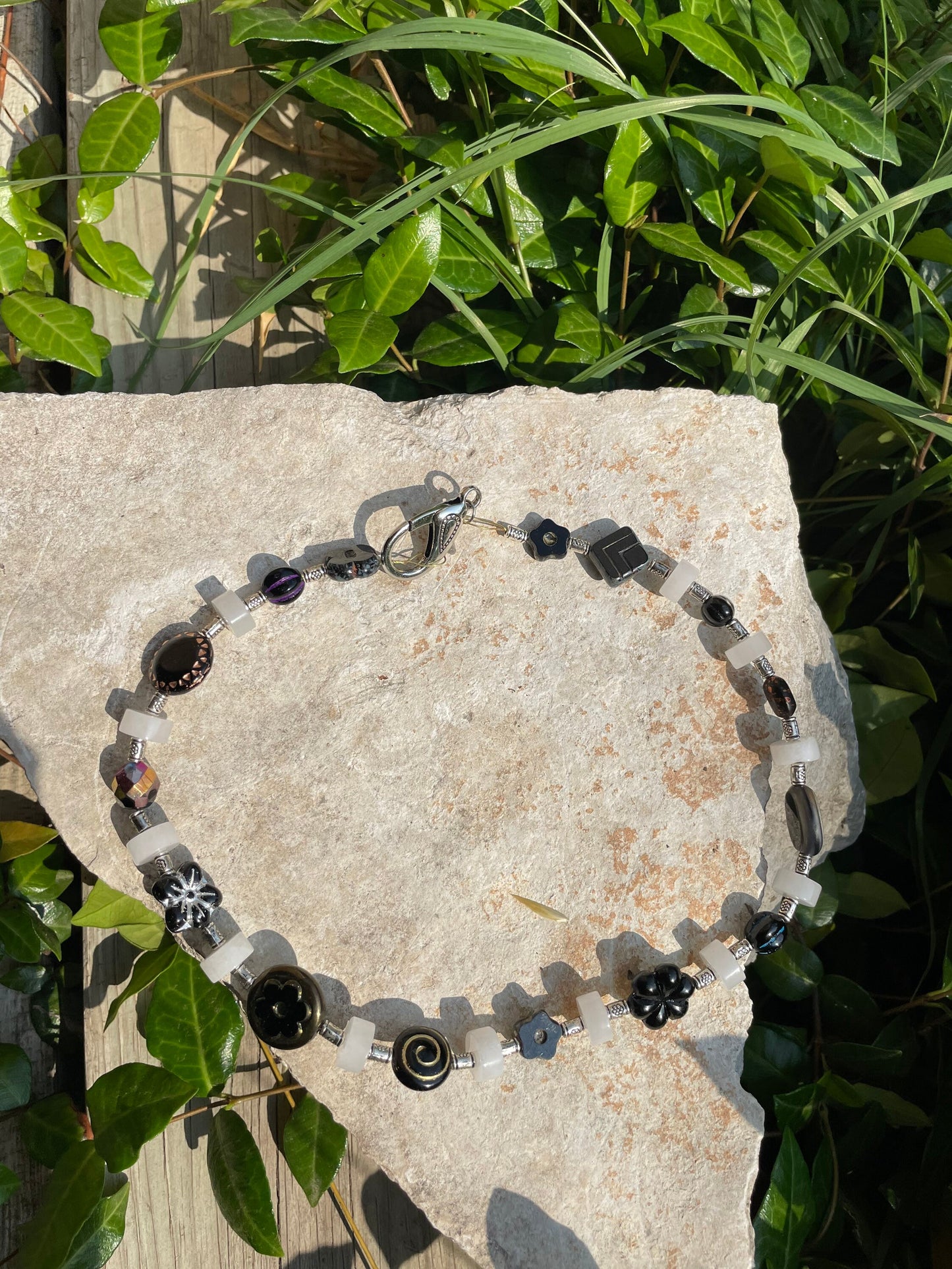 BLACK TOURMALINE & SELENITE - CHOKER