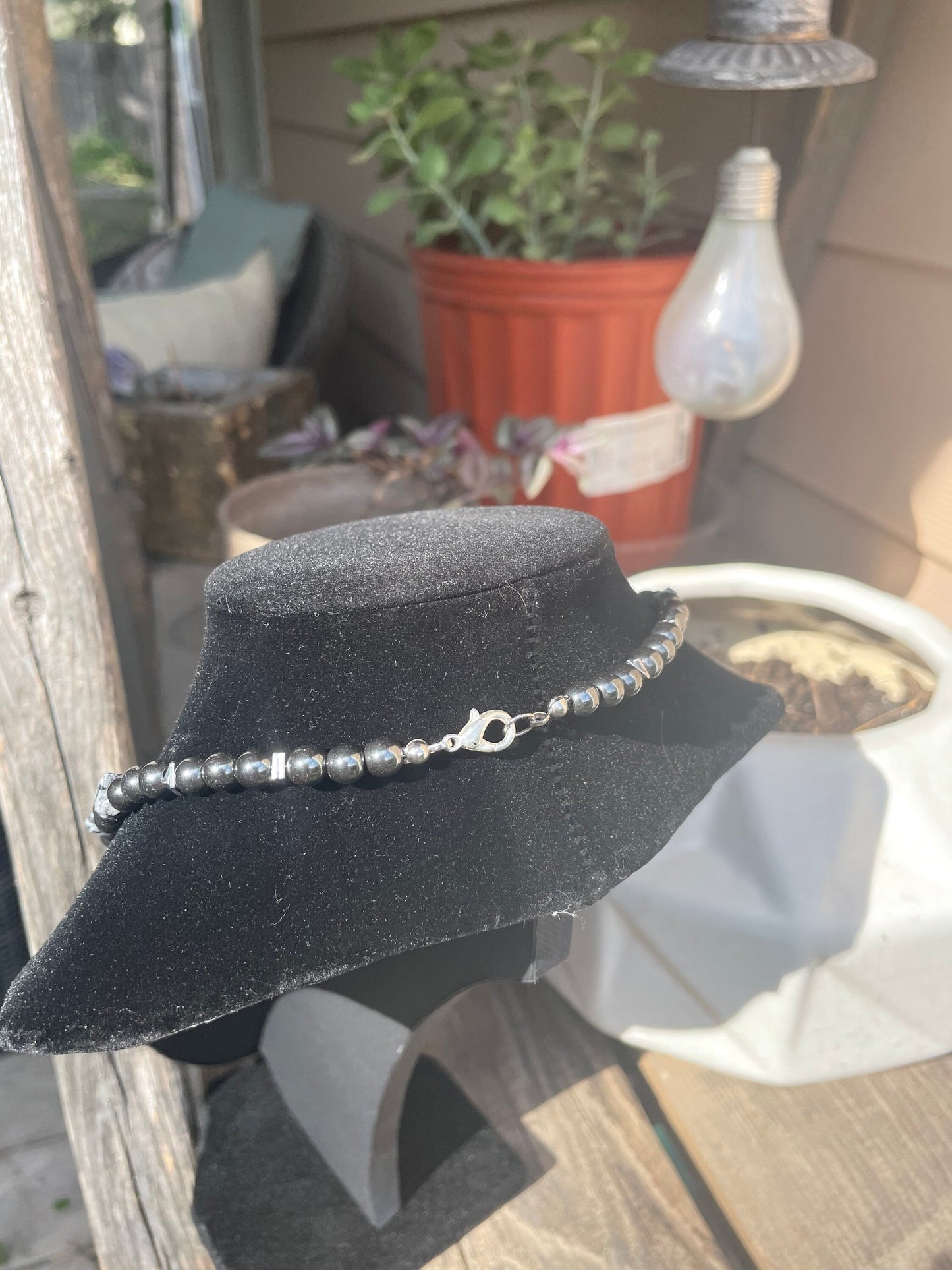 HEMATITE, SNOWFLAKE OBSIDIAN & QUARTZ - NECKLACE